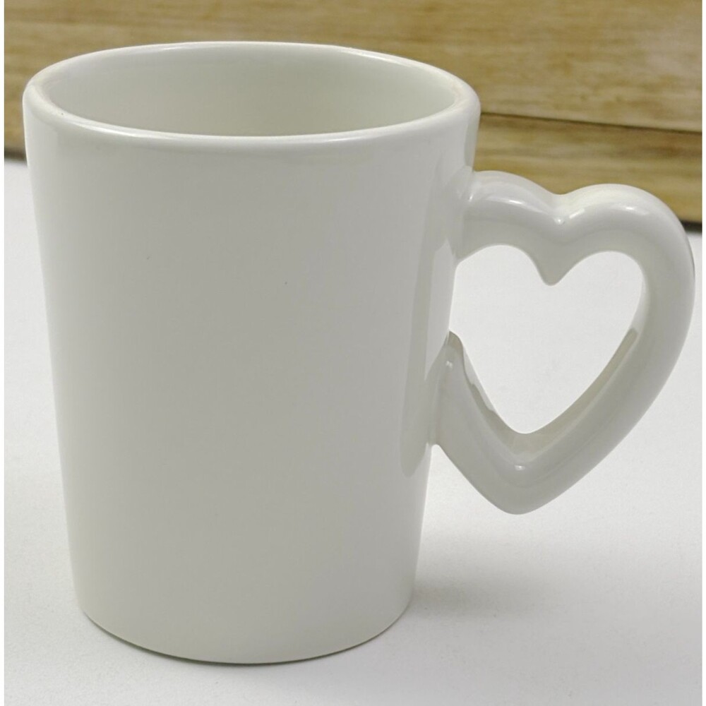 Williams Sonoma White Heart Handle Mug Minimalist Coffee Cup